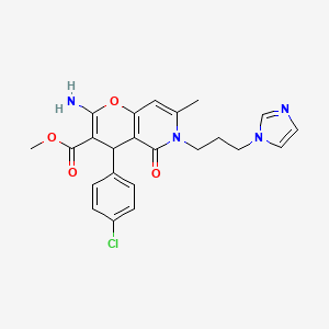 methyl 2-amino-4-(4-chlorophenyl)-6-[3-(1H-imidazol-1-yl)propyl]-7-methyl-5-oxo-5,6-dihydro-4H-pyrano[3,2-c]pyridine-3-carboxylate