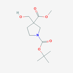 molecular formula C12H21NO5 B2628917 1-Tert-butyl 3-methyl 3-(hydroxymethyl)pyrrolidine-1,3-dicarboxylate CAS No. 942189-86-8