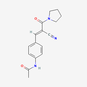 molecular formula C16H17N3O2 B2628920 N-{4-[2-cyano-2-(pyrrolidine-1-carbonyl)eth-1-en-1-yl]phenyl}acetamide CAS No. 736959-29-8