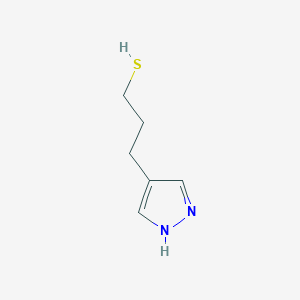 molecular formula C6H10N2S B2628923 3-(1H-吡唑-4-基)丙烷-1-硫醇 CAS No. 2165044-11-9