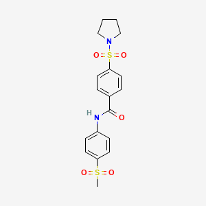 molecular formula C18H20N2O5S2 B2628935 N-(4-(甲基磺酰基)苯基)-4-(吡咯烷-1-基磺酰基)苯甲酰胺 CAS No. 938037-41-3