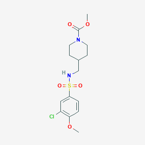 molecular formula C15H21ClN2O5S B2628938 Methyl 4-((3-chloro-4-methoxyphenylsulfonamido)methyl)piperidine-1-carboxylate CAS No. 1235083-73-4