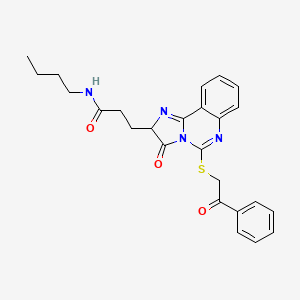 molecular formula C25H26N4O3S B2628952 N-butyl-3-(3-oxo-5-phenacylsulfanyl-2H-imidazo[1,2-c]quinazolin-2-yl)propanamide CAS No. 1042719-56-1