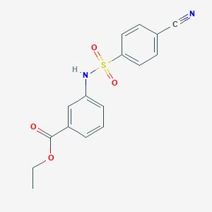 molecular formula C16H14N2O4S B262896 Ethyl 3-[(4-cyanophenyl)sulfonylamino]benzoate 