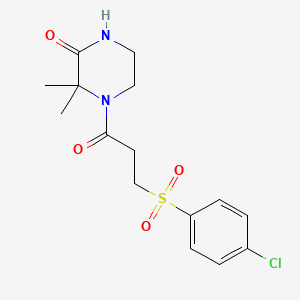 molecular formula C15H19ClN2O4S B2628986 4-(3-((4-Chlorophenyl)sulfonyl)propanoyl)-3,3-dimethylpiperazin-2-one CAS No. 952886-83-8