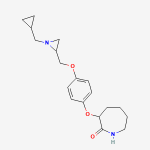 molecular formula C19H26N2O3 B2628987 3-[4-[[1-(Cyclopropylmethyl)aziridin-2-yl]methoxy]phenoxy]azepan-2-one CAS No. 2418669-23-3