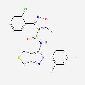 molecular formula C24H21ClN4O2S B2628989 3-(2-chlorophenyl)-N-(2-(2,4-dimethylphenyl)-4,6-dihydro-2H-thieno[3,4-c]pyrazol-3-yl)-5-methylisoxazole-4-carboxamide CAS No. 361172-38-5