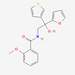 molecular formula C18H17NO4S B2628993 N-(2-(furan-2-yl)-2-hydroxy-2-(thiophen-3-yl)ethyl)-2-methoxybenzamide CAS No. 2034396-67-1