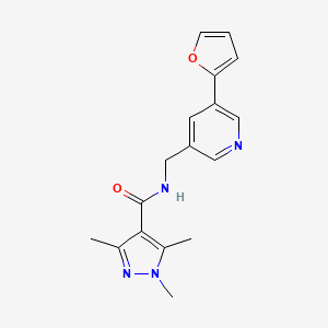 N-((5-(furan-2-yl)pyridin-3-yl)methyl)-1,3,5-trimethyl-1H-pyrazole-4-carboxamide