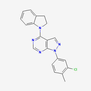 molecular formula C20H16ClN5 B2628999 1-(3-chloro-4-methylphenyl)-4-(2,3-dihydro-1H-indol-1-yl)-1H-pyrazolo[3,4-d]pyrimidine CAS No. 890894-48-1