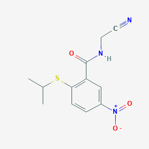 molecular formula C12H13N3O3S B2629018 N-(cyanomethyl)-5-nitro-2-(propan-2-ylsulfanyl)benzamide CAS No. 1797855-68-5