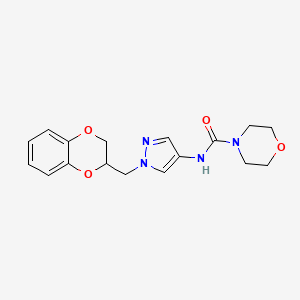 molecular formula C17H20N4O4 B2629021 N-(1-((2,3-dihydrobenzo[b][1,4]dioxin-2-yl)methyl)-1H-pyrazol-4-yl)morpholine-4-carboxamide CAS No. 1797091-95-2