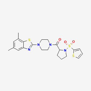 (4-(5,7-Dimethylbenzo[d]thiazol-2-yl)piperazin-1-yl)(1-(thiophen-2-ylsulfonyl)pyrrolidin-2-yl)methanone