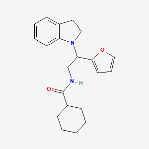 molecular formula C21H26N2O2 B2629030 N-(2-(furan-2-yl)-2-(indolin-1-yl)ethyl)cyclohexanecarboxamide CAS No. 898416-17-6