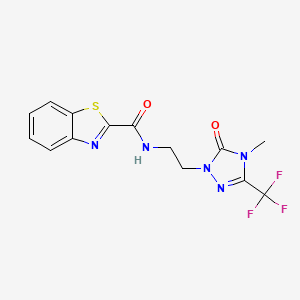 molecular formula C14H12F3N5O2S B2629032 N-(2-(4-methyl-5-oxo-3-(trifluoromethyl)-4,5-dihydro-1H-1,2,4-triazol-1-yl)ethyl)benzo[d]thiazole-2-carboxamide CAS No. 1421515-23-2