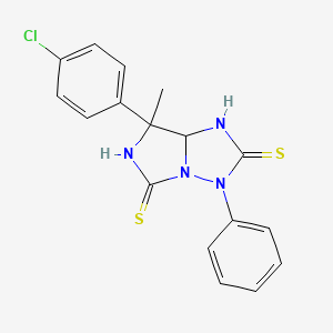 molecular formula C17H15ClN4S2 B2629084 7-(4-chlorophenyl)-7-methyl-3-phenyldihydro-1H-imidazo[1,5-b][1,2,4]triazole-2,5(3H,6H)-dithione CAS No. 400084-39-1