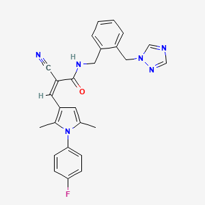 (Z)-2-cyano-3-[1-(4-fluorophenyl)-2,5-dimethylpyrrol-3-yl]-N-[[2-(1,2,4-triazol-1-ylmethyl)phenyl]methyl]prop-2-enamide