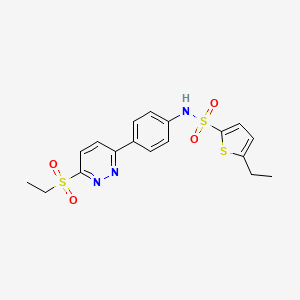 molecular formula C18H19N3O4S3 B2629090 5-乙基-N-(4-(6-(乙基磺酰基)吡啶嗪-3-基)苯基)噻吩-2-磺酰胺 CAS No. 921815-81-8