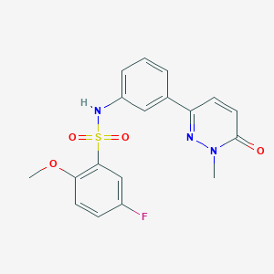 molecular formula C18H16FN3O4S B2629093 5-氟-2-甲氧基-N-(3-(1-甲基-6-氧代-1,6-二氢吡哒嗪-3-基)苯基)苯磺酰胺 CAS No. 899974-17-5