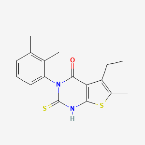 molecular formula C17H18N2OS2 B2629099 3-(2,3-dimethylphenyl)-5-ethyl-6-methyl-2-sulfanyl-3H,4H-thieno[2,3-d]pyrimidin-4-one CAS No. 743452-50-8