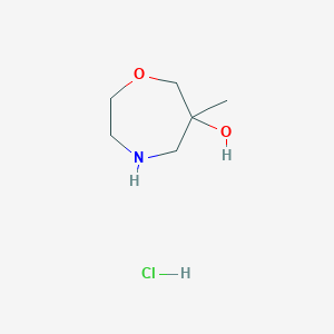 molecular formula C6H14ClNO2 B2629106 6-Methyl-1,4-oxazepan-6-ol hydrochloride CAS No. 1823315-50-9
