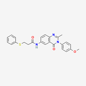 molecular formula C25H23N3O3S B2629108 N-(3-(4-甲氧基苯基)-2-甲基-4-氧代-3,4-二氢喹唑啉-6-基)-3-(苯硫基)丙酰胺 CAS No. 1105237-12-4