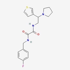 molecular formula C19H22FN3O2S B2629110 N1-(4-fluorobenzyl)-N2-(2-(pyrrolidin-1-yl)-2-(thiophen-3-yl)ethyl)oxalamide CAS No. 946200-63-1