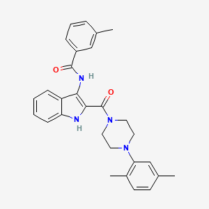molecular formula C29H30N4O2 B2629113 N-(2-(4-(2,5-二甲基苯基)哌嗪-1-羰基)-1H-吲哚-3-基)-3-甲基苯甲酰胺 CAS No. 1031994-63-4