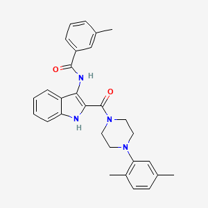 molecular formula C29H30N4O2 B2629113 N-{2-[4-(2,5-dimethylphenyl)piperazine-1-carbonyl]-1H-indol-3-yl}-3-methylbenzamide CAS No. 1031994-63-4