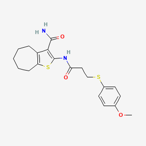 2-(3-((4-methoxyphenyl)thio)propanamido)-5,6,7,8-tetrahydro-4H-cyclohepta[b]thiophene-3-carboxamide
