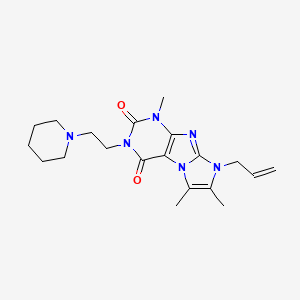 molecular formula C20H28N6O2 B2629126 4,7,8-Trimethyl-2-(2-piperidin-1-ylethyl)-6-prop-2-enylpurino[7,8-a]imidazole-1,3-dione CAS No. 878411-76-8