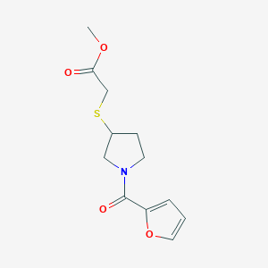 molecular formula C12H15NO4S B2629132 Methyl 2-((1-(furan-2-carbonyl)pyrrolidin-3-yl)thio)acetate CAS No. 2034549-34-1
