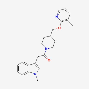 molecular formula C23H27N3O2 B2629137 2-(1-methyl-1H-indol-3-yl)-1-(4-{[(3-methylpyridin-2-yl)oxy]methyl}piperidin-1-yl)ethan-1-one CAS No. 2202422-10-2