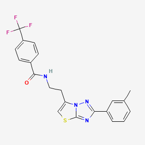 molecular formula C21H17F3N4OS B2629141 N-(2-(2-(m-甲苯基)噻唑并[3,2-b][1,2,4]三唑-6-基)乙基)-4-(三氟甲基)苯甲酰胺 CAS No. 894023-87-1