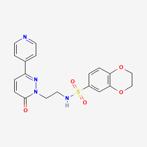 molecular formula C19H18N4O5S B2629143 N-(2-(6-氧代-3-(吡啶-4-基)嘧啶-1(6H)-基)乙基)-2,3-二氢苯并[b][1,4]二氧杂环-6-磺酰胺 CAS No. 1021062-84-9