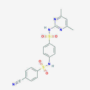 molecular formula C19H17N5O4S2 B262915 4-cyano-N-(4-{[(4,6-dimethyl-2-pyrimidinyl)amino]sulfonyl}phenyl)benzenesulfonamide 