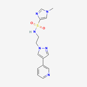 molecular formula C14H16N6O2S B2629171 1-methyl-N-{2-[4-(pyridin-3-yl)-1H-pyrazol-1-yl]ethyl}-1H-imidazole-4-sulfonamide CAS No. 2097884-24-5