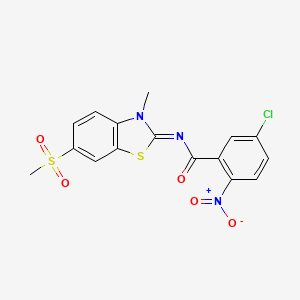 molecular formula C16H12ClN3O5S2 B2629182 (Z)-5-chloro-N-(3-methyl-6-(methylsulfonyl)benzo[d]thiazol-2(3H)-ylidene)-2-nitrobenzamide CAS No. 683247-59-8