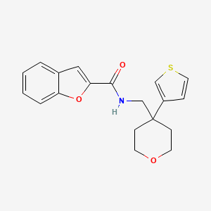 molecular formula C19H19NO3S B2629188 N-((4-(噻吩-3-基)四氢-2H-吡喃-4-基)甲基)苯并呋喃-2-甲酰胺 CAS No. 2320683-89-2