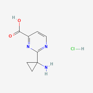 molecular formula C8H10ClN3O2 B2629194 2-(1-Aminocyclopropyl)pyrimidine-4-carboxylic acid;hydrochloride CAS No. 2344685-06-7