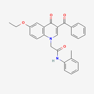 molecular formula C27H24N2O4 B2629195 2-(3-benzoyl-6-ethoxy-4-oxoquinolin-1(4H)-yl)-N-(o-tolyl)acetamide CAS No. 898344-24-6