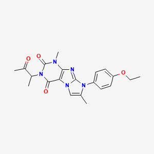 molecular formula C21H23N5O4 B2629200 6-(4-Ethoxyphenyl)-4,7-dimethyl-2-(3-oxobutan-2-yl)purino[7,8-a]imidazole-1,3-dione CAS No. 876669-93-1