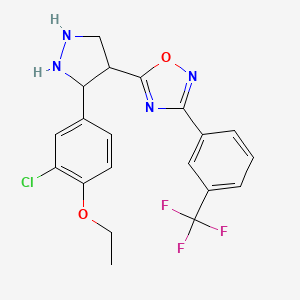 molecular formula C20H14ClF3N4O2 B2629201 5-[3-(3-chloro-4-ethoxyphenyl)-1H-pyrazol-4-yl]-3-[3-(trifluoromethyl)phenyl]-1,2,4-oxadiazole CAS No. 2325847-29-6