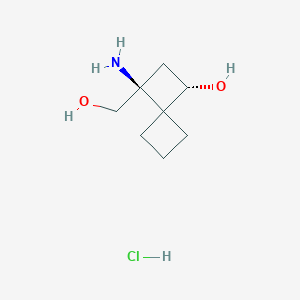 molecular formula C8H16ClNO2 B2629202 (1S,3S)-3-氨基-3-(羟甲基)螺[3.3]庚烷-1-醇；盐酸盐 CAS No. 2413848-52-7