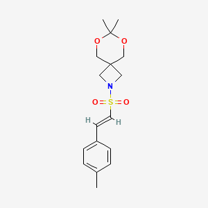 (E)-7,7-dimethyl-2-((4-methylstyryl)sulfonyl)-6,8-dioxa-2-azaspiro[3.5]nonane