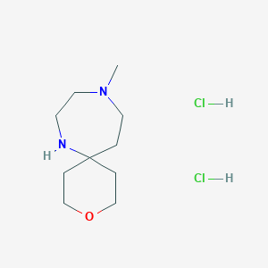 molecular formula C10H22Cl2N2O B2629214 10-Methyl-3-oxa-7,10-diazaspiro[5.6]dodecane;dihydrochloride CAS No. 2241140-00-9