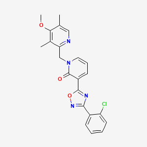 molecular formula C22H19ClN4O3 B2629218 3-(3-(2-chlorophenyl)-1,2,4-oxadiazol-5-yl)-1-((4-methoxy-3,5-dimethylpyridin-2-yl)methyl)pyridin-2(1H)-one CAS No. 1396848-43-3