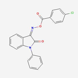 molecular formula C21H13ClN2O3 B2629220 3-{[(4-chlorobenzoyl)oxy]imino}-1-phenyl-1,3-dihydro-2H-indol-2-one CAS No. 478261-25-5