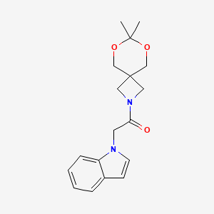 molecular formula C18H22N2O3 B2629221 1-(7,7-dimethyl-6,8-dioxa-2-azaspiro[3.5]nonan-2-yl)-2-(1H-indol-1-yl)ethanone CAS No. 1396625-17-4