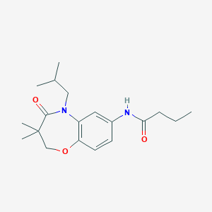 molecular formula C19H28N2O3 B2629223 N-(5-isobutyl-3,3-dimethyl-4-oxo-2,3,4,5-tetrahydrobenzo[b][1,4]oxazepin-7-yl)butyramide CAS No. 921792-59-8